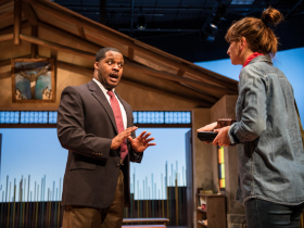 Dimonte Henning and Rebecca Kent in Renaissance Theaterworks’ production of “Cardboard Piano” by Hansol Jung
