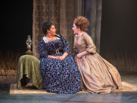 Kaylene Howard and Allie Babich in Renaissance Theaterworks’ production of The Moors by Jen Silverman