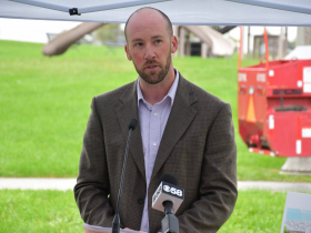 City Engineer Kevin Muhs at Stella's Playground groundbreaking. at Stella's Playground groundbreaking.