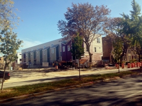 Townhomes under construction in Riverwest.