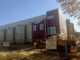 Townhomes under construction in Riverwest.