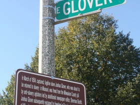 Marker at the intersection of Glover Avenue and Booth Street