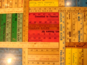 Misprint rulers from ebay used to make his table tops.