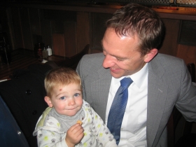 State Sen. Chris Larson and his son Atticus.