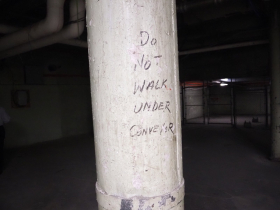 Do Not Walk Under Conveyer