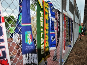 International scarves represented at SOCCERFEST, a 3-on-3 soccer tournament held at the Silver City Townhomes Sports Court by the Milwaueke Soccer Development Group.