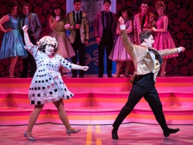 (l. to r.) Maisie Rose (Tracy Turnblad) and Colin Schreier (Link Larkin) in rehearsal for Skylight Music Theatre’s production of Hairspray November 16 – December 30.
