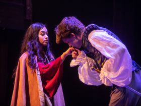 Alanis Sophia (Esmerelda) and Joey Chelius (Phoebus) in Skylight Music Theatre’s production of The Hunchback of Notre Dame running May 20 – June 12, 2022. 