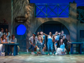 The cast of Mamma Mia! in Skylight Music Theatre’s production of Mamma Mia! running September 23 – October 16, 2022.