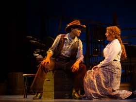 (l. to r.) Sean Anthony Jackson (Will Parker) and Hannah Esch (Ado Annie) in Skylight Music Theatre’s production of Oklahoma! September 27 – October 13.
