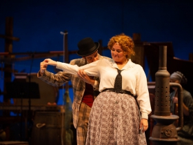 (l. to r.) Ethan Brittingham (Ali Hakim) and Hannah Esch (Ado Annie) in Skylight Music Theatre’s production of Oklahoma! September 27 – October 13.