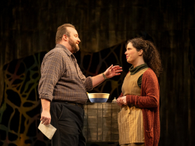 (left to right) Nathan Marinan as Caleb Thorpe and Rachael Zientek as Shelby Thorpe in Skylight Music Theatre’s production of The Spitfire Grill, running February 27 through March 15, 2026.
