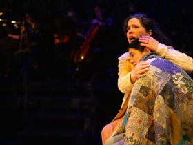 (left to right) Rachael Zientek as Shelby Thorpe and Micah Friedman as Percy Talbott in Skylight Music Theatre’s production of The Spitfire Grill, running February 27 through March 15, 2026.