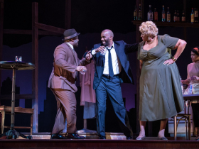 (l. to r.) Shawn Holmes, J. Daughtry, Raven Dockery and Ella Lakey in Skylight Music Theatre’s production of Raisin running April 8-24, 2022.