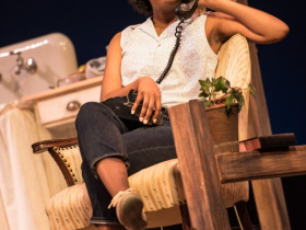 Camara Stampley (Beneatha Younger) in Skylight Music Theatre’s production of Raisin running April 8-24, 2022.
