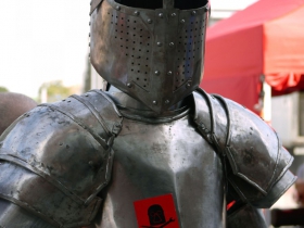 Functional suit of medieval armor made by blacksmiths from the Milwaukee Makerspace