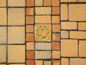Detail of a deco tile in the Embassy Apartments