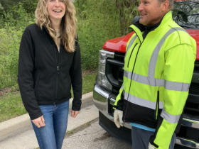 Sweet Water’s Erin Povak stands with Charlie Imig, director of public works for the City of Glendale, at one of three sites to receive native plant restoration