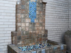 Now home to the Universal Scholars Academy, another Batchelder fountain design number 545 was installed at the historic Ritter Funeral Home in 1931, featured in a previous Tile Town article.