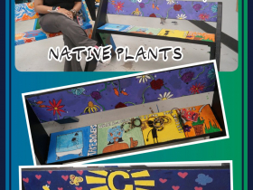 Jay Berry-McIntyre and her bench, 'Native Plants.'