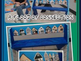 Adriana Rios and her bench, 'A Flood of Connection.'