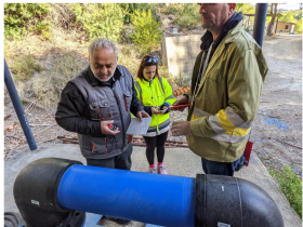 Wellntel team in the field in Greece reviewing a candidate well for the Athens water utility