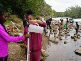 Seventh graders sampled the water’s turbidity and tested for pH, dissolved oxygen, nitrate, and phosphate. They also measured the river speed, temperature, and assessed an Index of Biological Integrity based on what organisms they observed