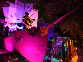 Red Beard and his ship at A&J's Halloween House Scooby-Doo Theme