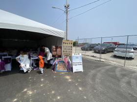 Coggs family tent for grand opening