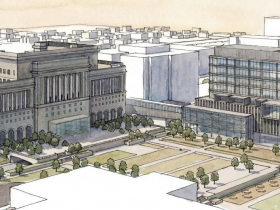 cccd75_2Conceptual rendering of new courthouse and historic courthouse with new entrance on MacArthur Square