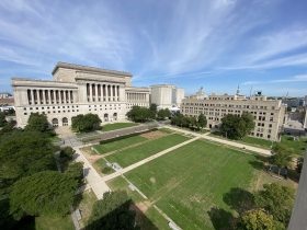 Milwaukee County Courthouse complex. (Left to right) the historic courthouse, the jail and the Safety Building