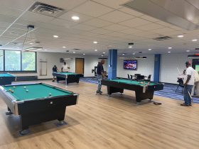 Entertainment room at the Clinton Rose Senior Center