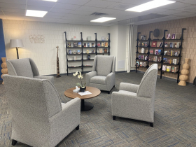 Reading nook at the Clinton Rose Senior Center
