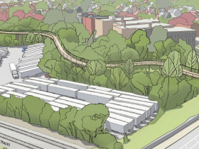 Elevated trail along bluff of S. Martin Drive.