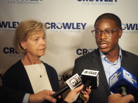 U.S. Sen. Tammy Baldwin and Milwaukee County Executive David Crowley