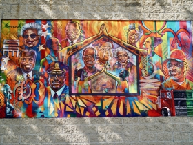 Brad Bernard's mural adorns the House of Peace