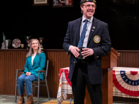 Milwaukee Repertory Theater presents What the Constitution Means to Me in the Stiemke Studio February 6 – March 17, 2024. Pictured: Jessie Fisher and William Mobley