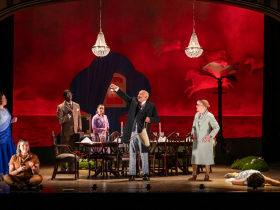 Milwaukee Repertory Theater presents Mrs. Christie April 14 – May 10, 2026. Pictured the cast of Mrs. Christie