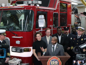 Mayor Cavalier Johnson speaks at Engine Company 31 Recommissioning