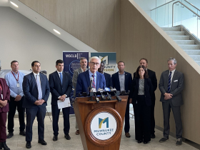 Gov. Tony Evers speaks at ribbon cutting for the Forensic Science and Protective Medicine Facility