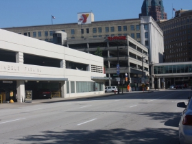 Gimbels' parking, the site of the second plankinton hotel