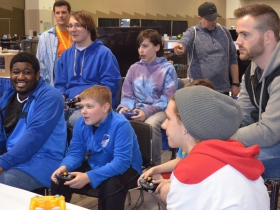 Guests play Super Smash Bros Ultimate at the Midwest Gaming Classic
