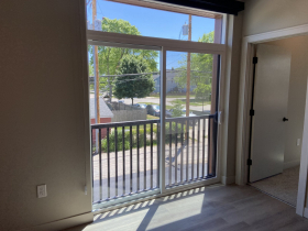 Sliding door at with view at The Hampton, 4800-4818 N. Santa Monica Blvd. 