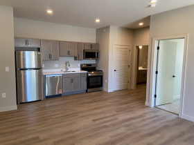Kitchen and living room at The Hampton