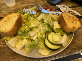 Salad and garlic bread