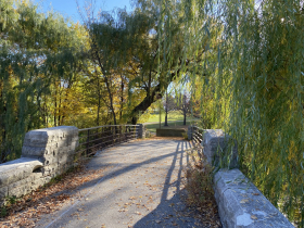 One of the bridges over the lagoon in Washington Park