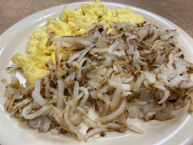 Eggs and hash browns…part of the Biscuits and Gravy breakfast