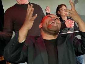 Kerruan Sheppard (foreground), Tyler Stauffacher and Lorraine Stallsmith-Martin