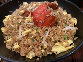 Lobster tail on egg-fried rice