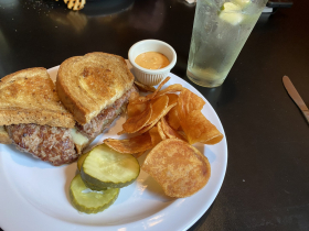 Patty melt with house made chips